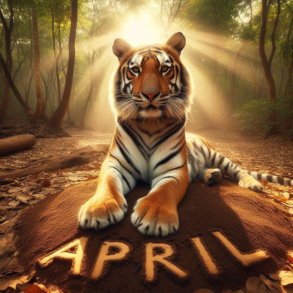 Picture of a tiger laying down behind the word April. Clicking on this picture will take you to the April 2024 Newsletter. 